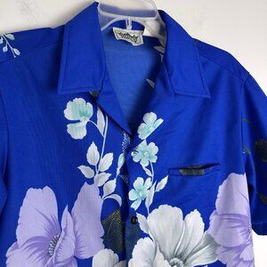 Vtg 60s 70s Malihini Shirt Mens Large‎ Mod Floral Disco Hippie Polyester